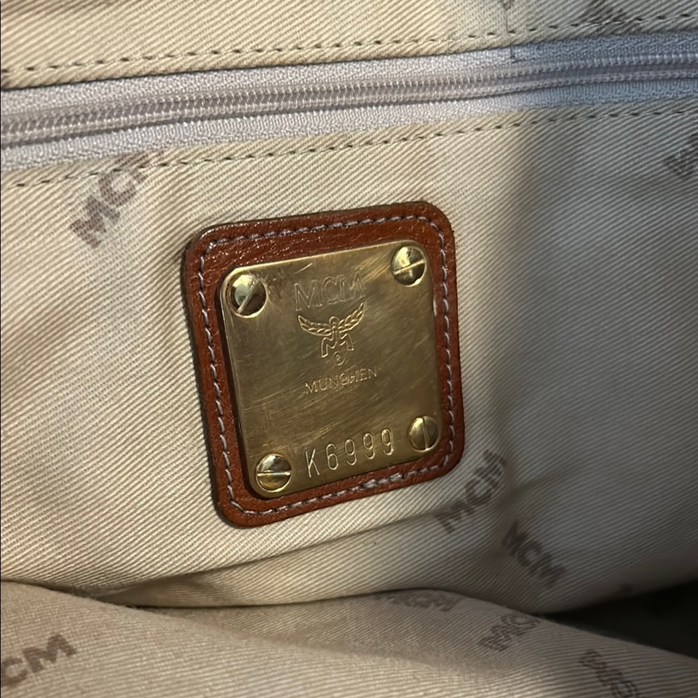 MCM Tan Leather Satchel vintage with COA - Picture 11 of 13